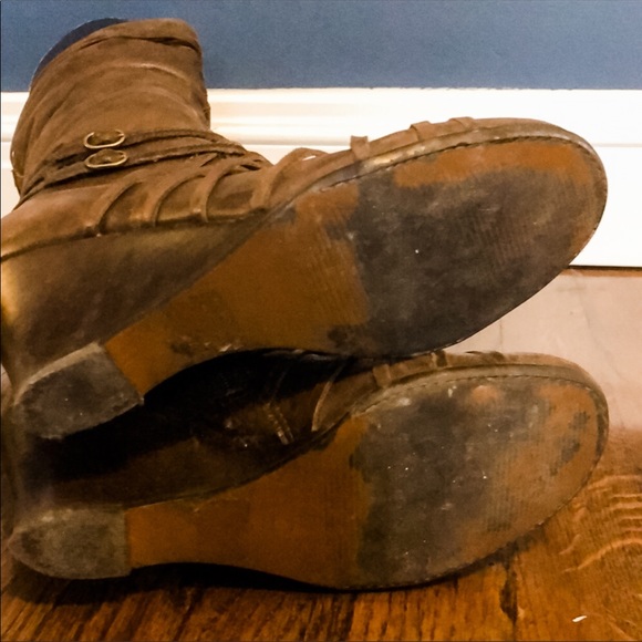 Brown leather Wedge boots - Picture 5 of 5